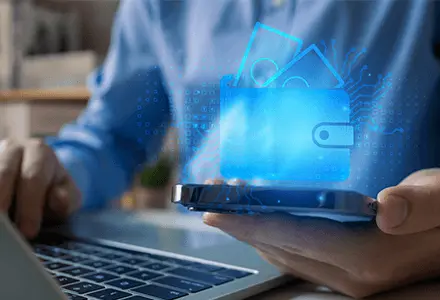 Future-X kauft an - Auszahlung erhalten Future-X kauft an - Auszahlung erhalten - Person nutzt elektronische Zahlung am Smartphone