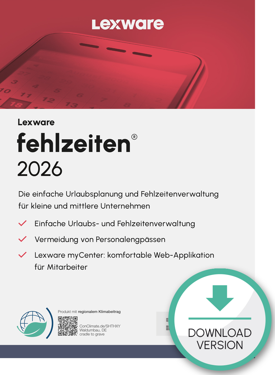 Lexware fehlzeiten 2026 Abo-Vertrag 1 Jahr 1 Benutzer Download Win, Deutsch (nur für Neukunden)