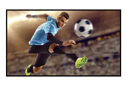 iiyama G-Master Black Hawk™ Gaming Monitore mit AMD FreeSync™ Technologie. iiyama G-Master Black Hawk™ Gaming Monitore mit AMD FreeSync™ Technologie. Visual Fussballspieler mit Fragmenten.