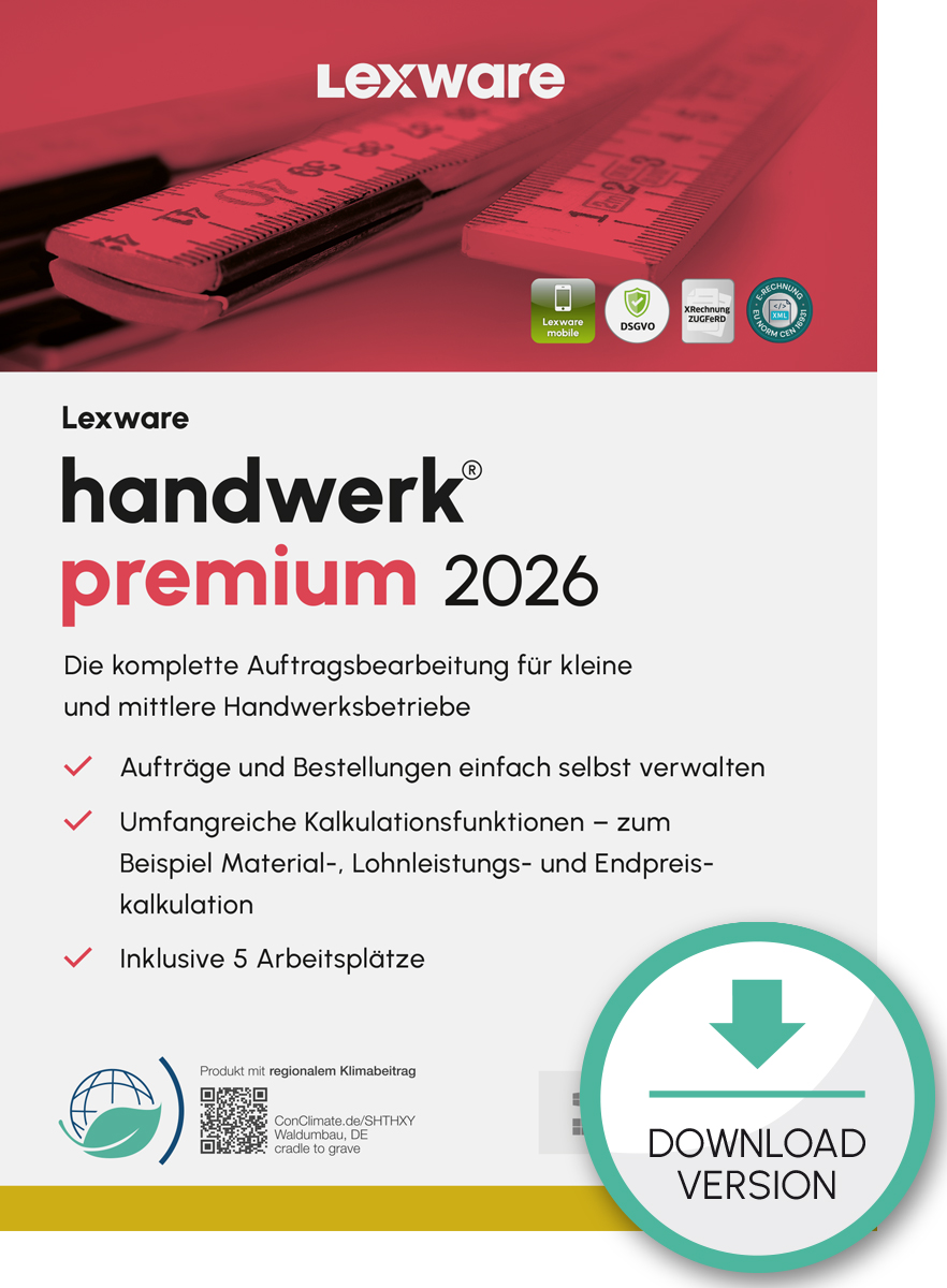Lexware handwerk premium 2026 1 Jahr 5 Benutzer Download Win, Deutsch