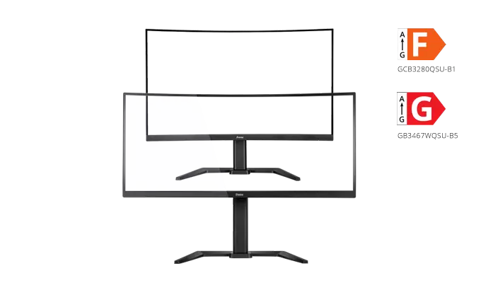 iiyama G-Master Red Eagle Curved Monitore. iiyama G-Master Red Eagle Curved Monitore. Grafik der Displays ohne Hintergrund.