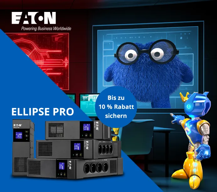 Eaton Ellipse Pro Serie mit bis zu 10 % Rabatt kaufen. Visual der Eaton Toy Force mit Gruppenbild der Eaton Ellipse Serie im Vordergrund.