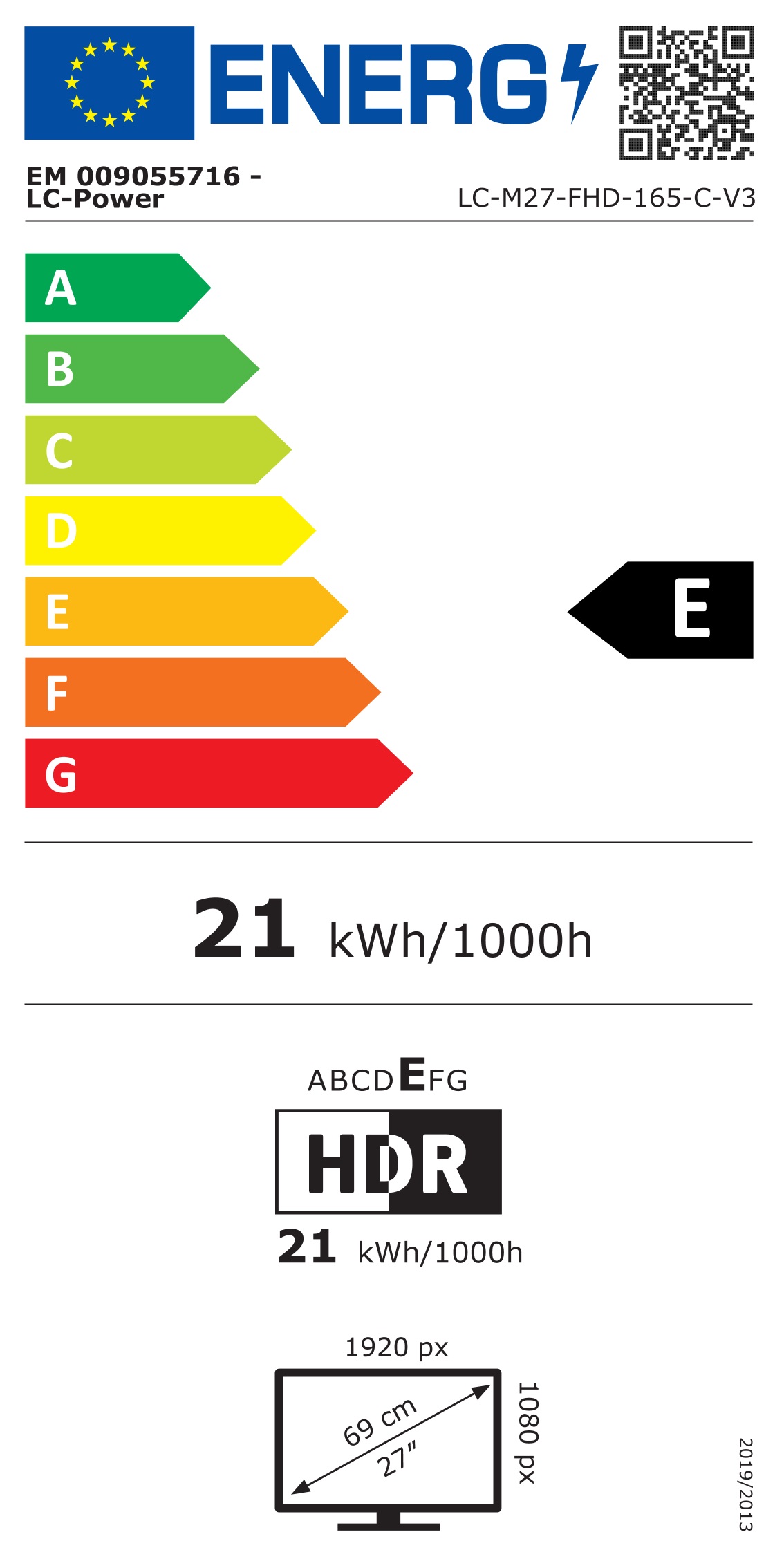 Energie-Datenblatt LC Power - LC-M27-FHD-165-C-V3