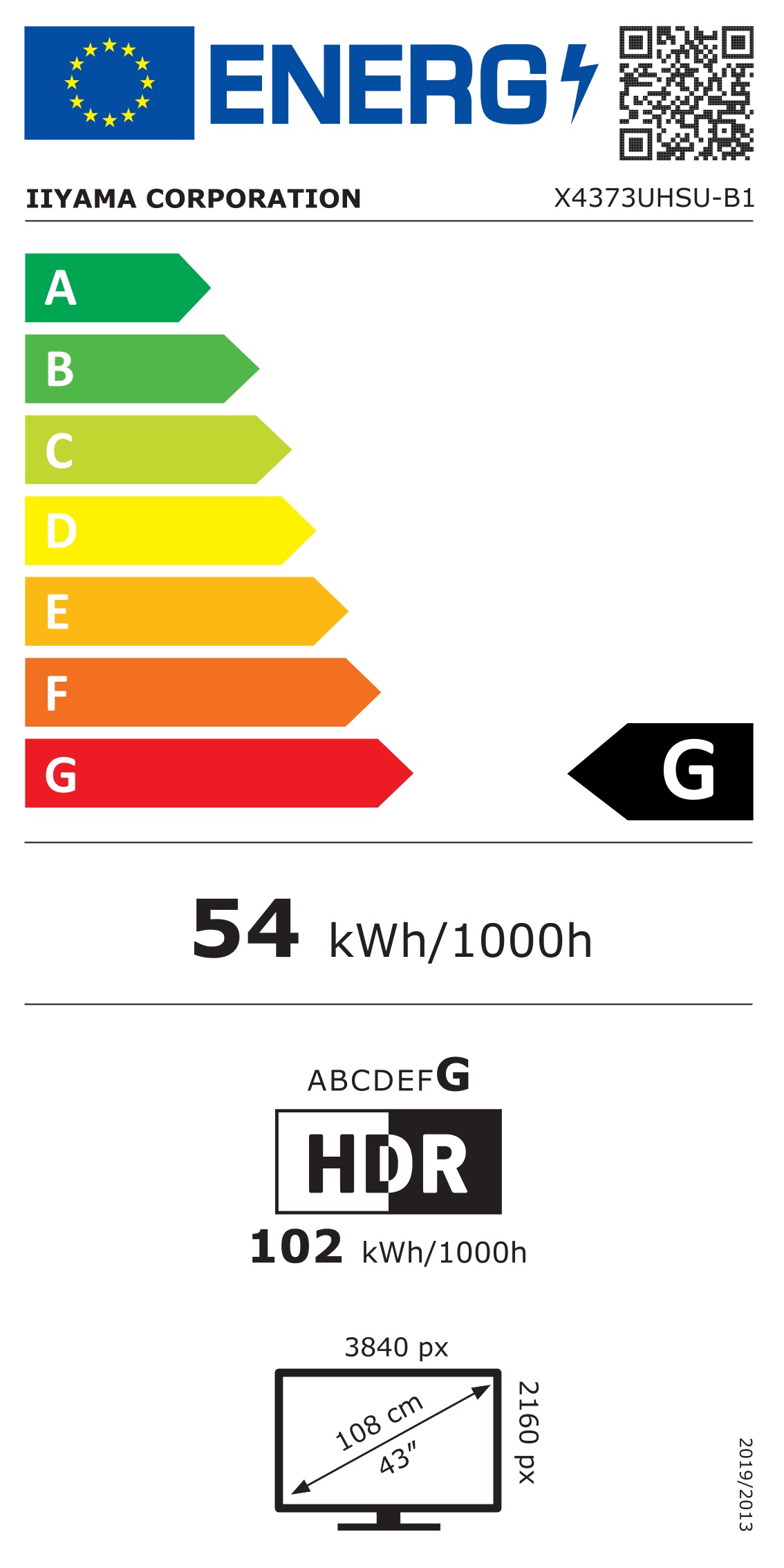 Energie-Datenblatt iiyama - X4373UHSU-B1