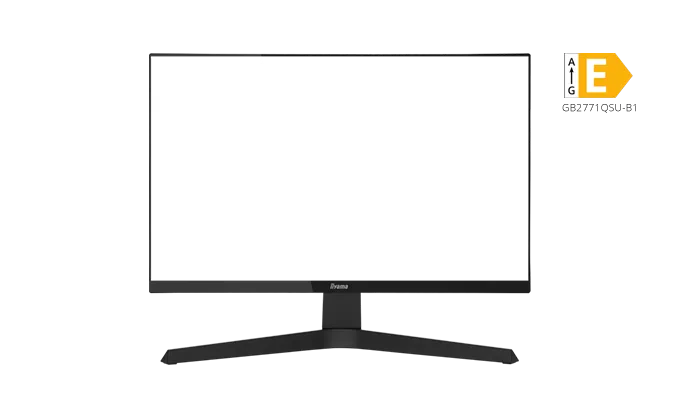 Der iiyama G-MASTER Red Eagle GB2771QSU-B1 bietet ein 27-Zoll-Display mit einer nativen Auflösung von 2560 x 1440. Produktfoto Frontansicht.