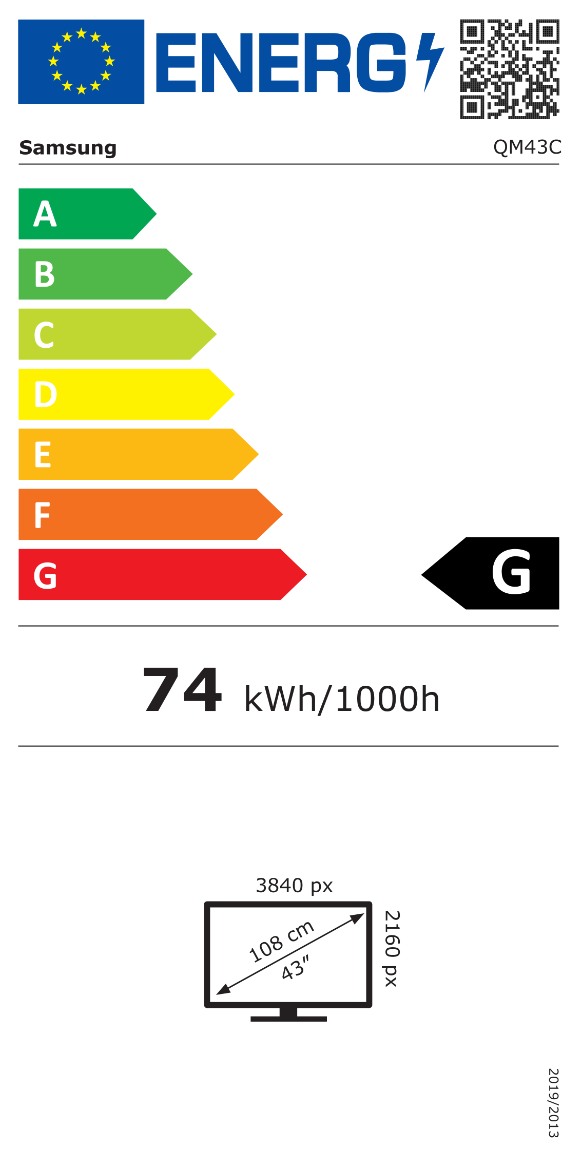 Energie-Datenblatt Samsung - LH43QMCEPGCXEN_BWARE