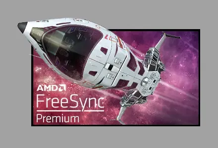 iiyama G-Master Gaming Monitore - Freesync™ Premium Technologie. Visual Grafik zu Freesync™ Premium Technologie mit einem Raumschiff.