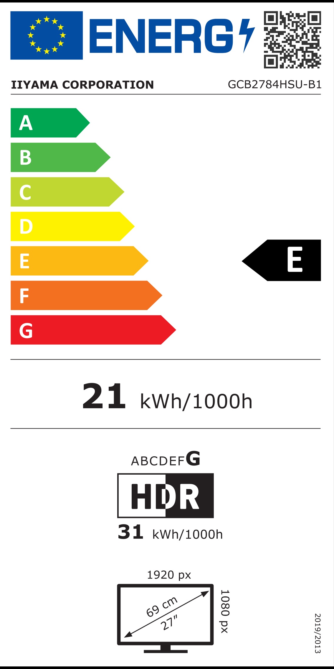 Energie-Datenblatt iiyama - GCB2784HSU-B1